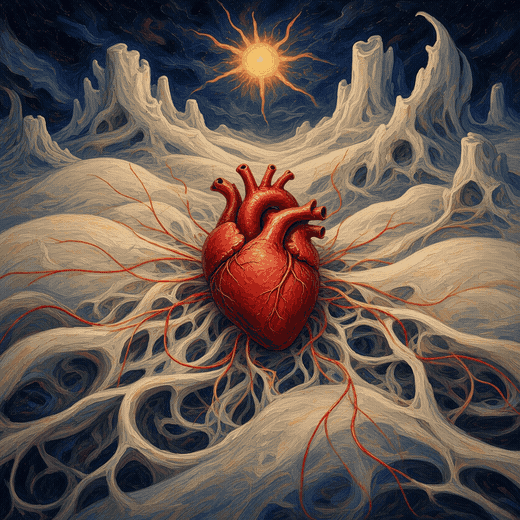 A beating heart. The angel form.
